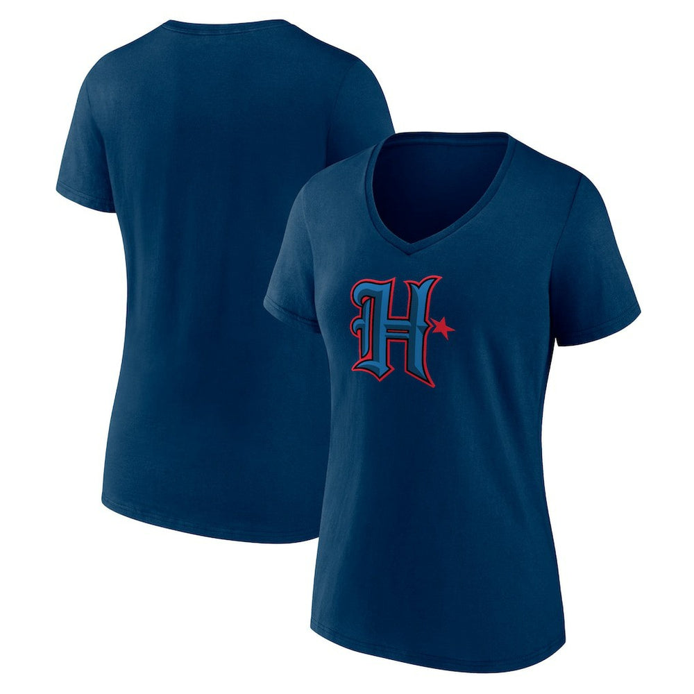 Houston Texans Women's Secondary Logo V-Neck T-Shirt Navy - NFL