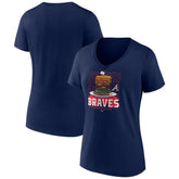 Atlanta Braves Women's Blooper Burger V-Neck T-Shirt for sale
