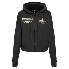 New Orleans Saints Pro Standard Women's Split Logo Full-Zip Hoodie Black - NFL