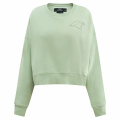 Carolina Panthers Pro Standard Women's Oversized Cropped Neutral Pullover Sweatshirt Light Green - NFL