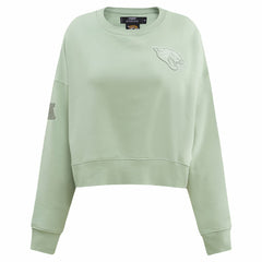 Jacksonville Jaguars Pro Standard Women's Oversized Cropped Neutral Pullover Sweatshirt Light Green - NFL