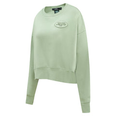 New York Jets Pro Standard Women's Oversized Cropped Neutral Pullover Sweatshirt Light Green - NFL