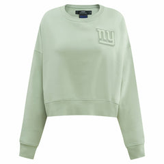 New York Giants Pro Standard Women's Oversized Cropped Neutral Pullover Sweatshirt Light Green - NFL