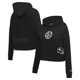 Pittsburgh Steelers Pro Standard Women's Jeweled Cropped Pullover Hoodie Black - NFL