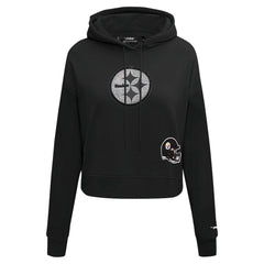 Pittsburgh Steelers Pro Standard Women's Jeweled Cropped Pullover Hoodie Black - NFL