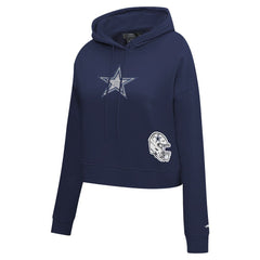 Dallas Cowboys Pro Standard Women's Jeweled Cropped Pullover Hoodie Navy - NFL