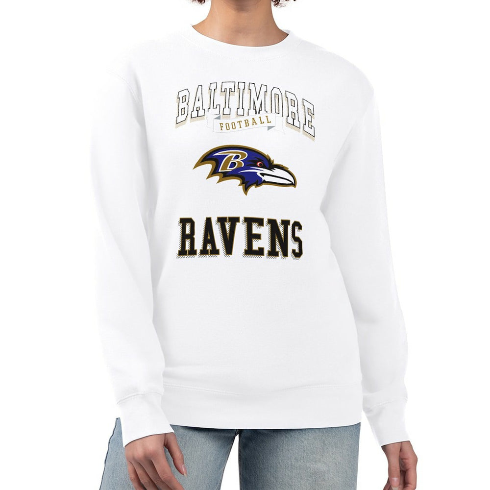 Baltimore Ravens G-III 4Her by Carl Banks Women's Team Logo Graphic Tri-Blend Pullover Sweatshirt White - NFL