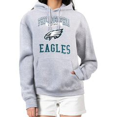 Philadelphia Eagles G-III 4Her by Carl Banks Women's Team Logo Graphic Fleece Tri-Blend Pullover Hoodie Heather Gray - NFL