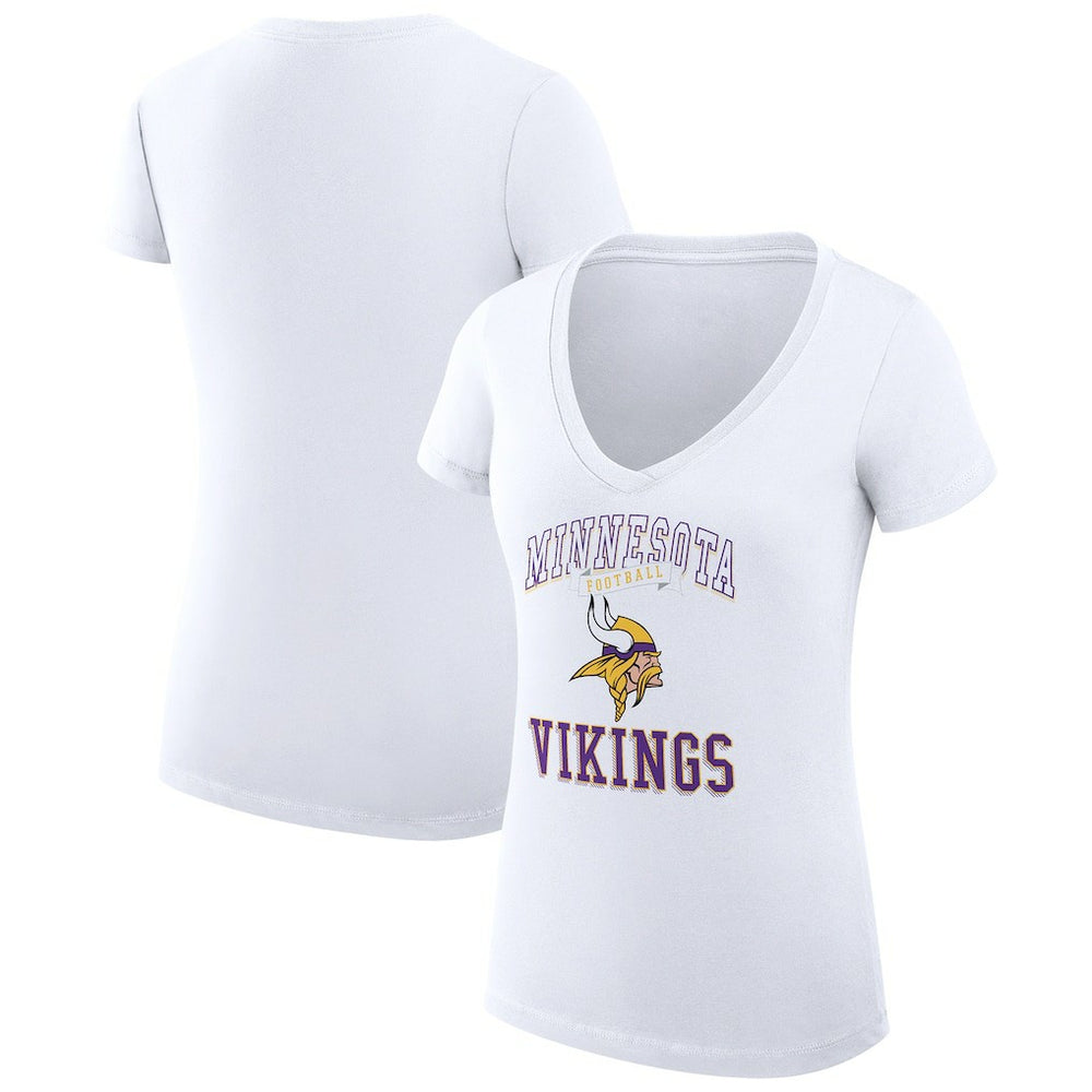 Minnesota Vikings G-III 4Her by Carl Banks Women's Super-Slim Fit Lightweight Team Logo Graphic V-Neck T-Shirt White - NFL
