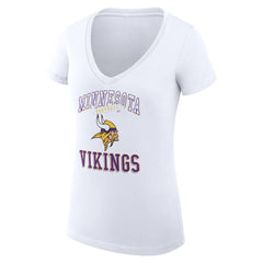 Minnesota Vikings G-III 4Her by Carl Banks Women's Super-Slim Fit Lightweight Team Logo Graphic V-Neck T-Shirt White - NFL