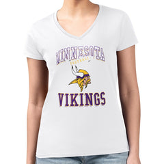 Minnesota Vikings G-III 4Her by Carl Banks Women's Super-Slim Fit Lightweight Team Logo Graphic V-Neck T-Shirt White - NFL