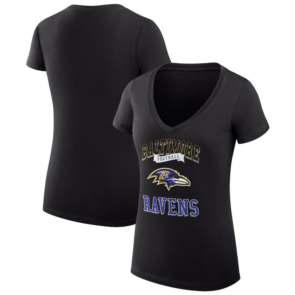 Baltimore Ravens G-III 4Her by Carl Banks Women's Super-Slim Fit Lightweight Team Logo Graphic V-Neck T-Shirt Black - NFL