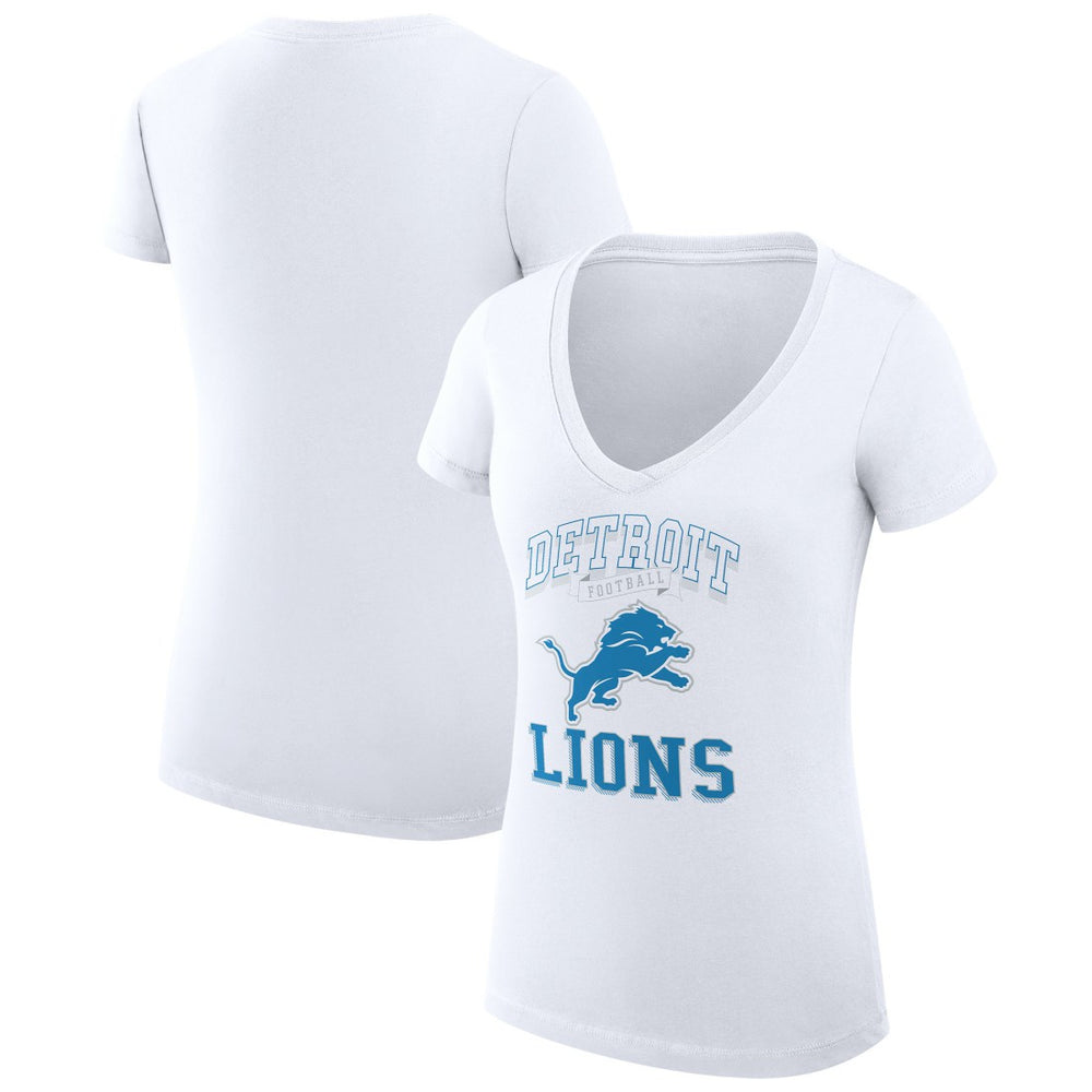 Detroit Lions G-III 4Her by Carl Banks Women's Super-Slim Fit Lightweight Team Logo Graphic V-Neck T-Shirt White - NFL