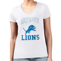Detroit Lions G-III 4Her by Carl Banks Women's Super-Slim Fit Lightweight Team Logo Graphic V-Neck T-Shirt White - NFL