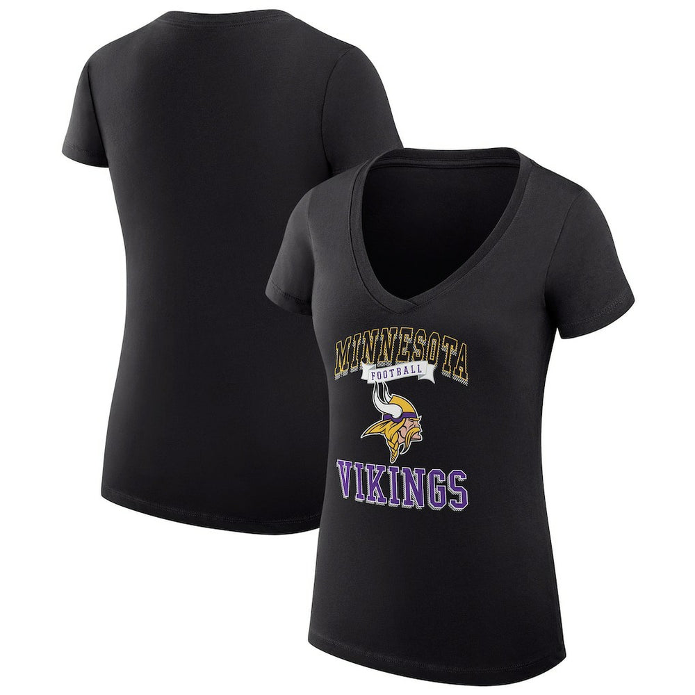 Minnesota Vikings G-III 4Her by Carl Banks Women's Super-Slim Fit Lightweight Team Logo Graphic V-Neck T-Shirt Black - NFL