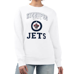 Winnipeg Jets - G-III 4Her by Carl Banks Women's Team Logo Tri-Blend Fleece Pullover Sweatshirt White