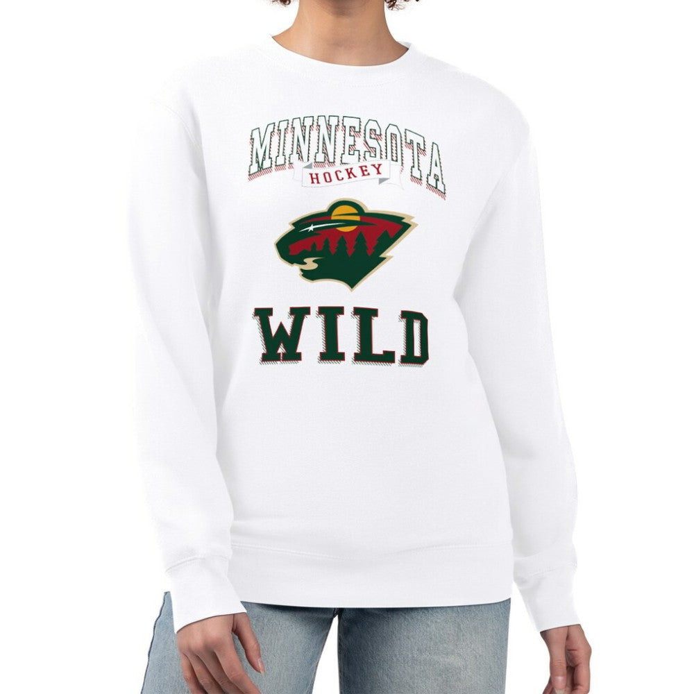 Minnesota Wild - G-III 4Her by Carl Banks Women's Team Logo Tri-Blend Fleece Pullover Sweatshirt White