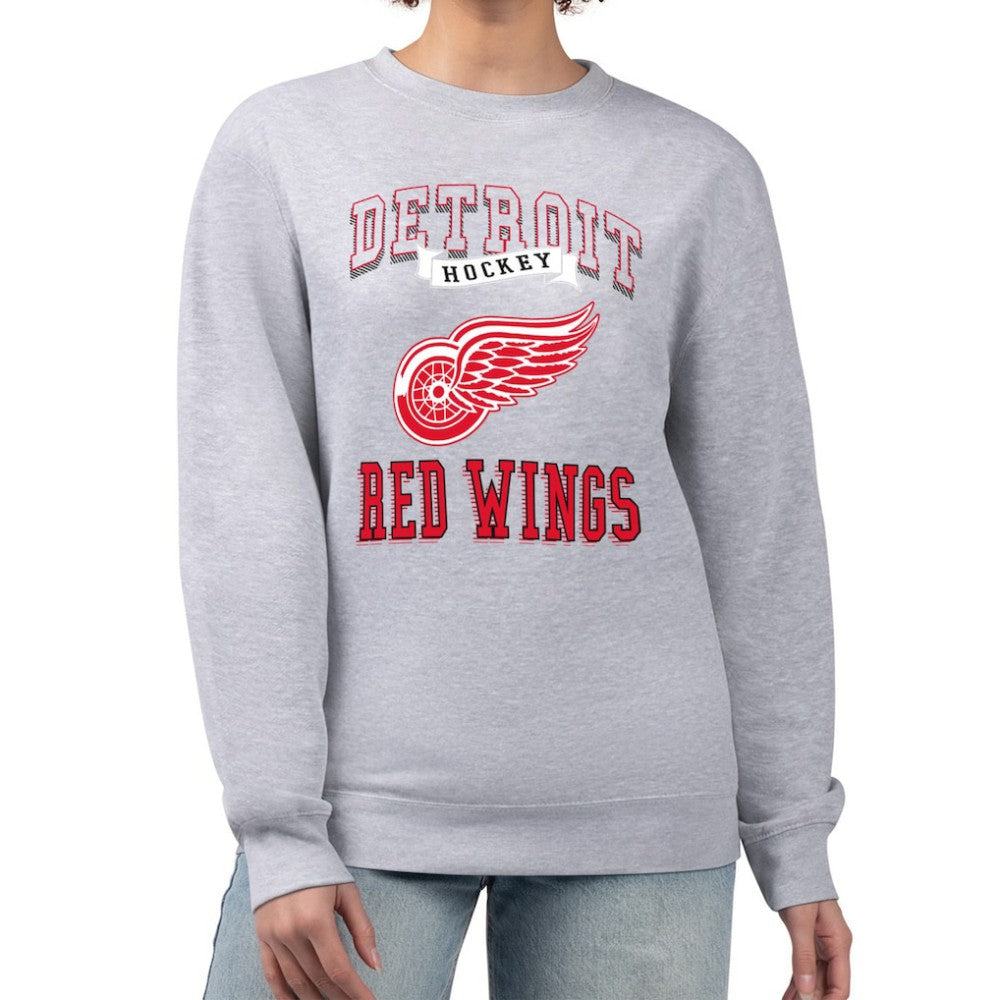 Detroit Red Wings - G-III 4Her by Carl Banks Women's Team Logo Tri-Blend Fleece Pullover Sweatshirt Heather Gray