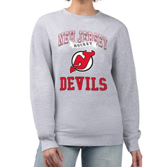 New Jersey Devils - G-III 4Her by Carl Banks Women's Team Logo Tri-Blend Fleece Pullover Sweatshirt Heather Gray