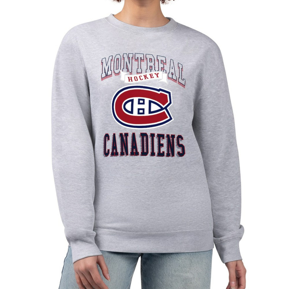 Montreal Canadiens - G-III 4Her by Carl Banks Women's Team Logo Tri-Blend Fleece Pullover Sweatshirt Heather Gray