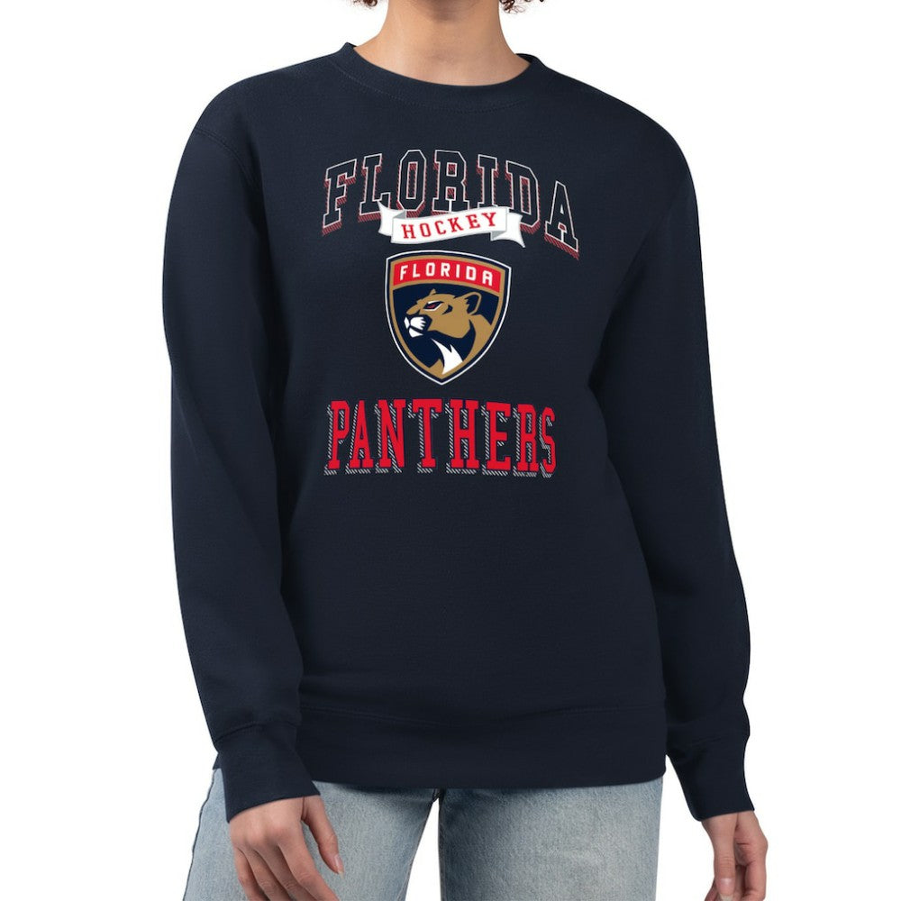 Florida Panthers - G-III 4Her by Carl Banks Women's Team Logo Tri-Blend Fleece Pullover Sweatshirt Navy