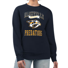 Nashville Predators - G-III 4Her by Carl Banks Women's Team Logo Tri-Blend Fleece Pullover Sweatshirt Navy
