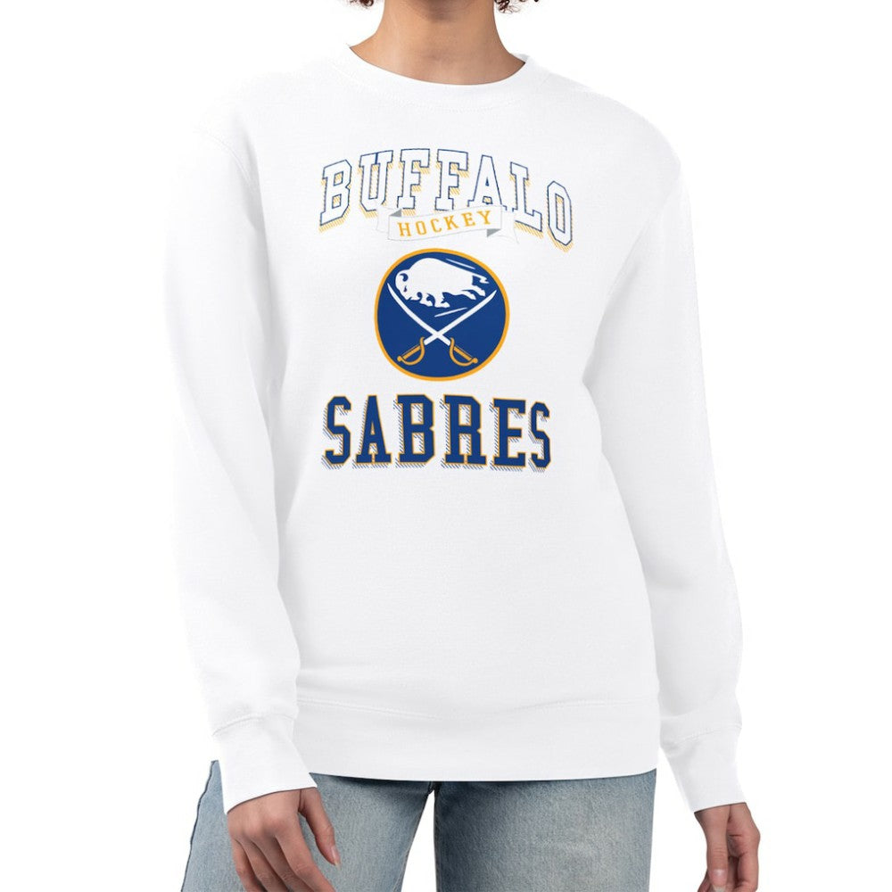 Buffalo Sabres - G-III 4Her by Carl Banks Women's Team Logo Tri-Blend Fleece Pullover Sweatshirt White