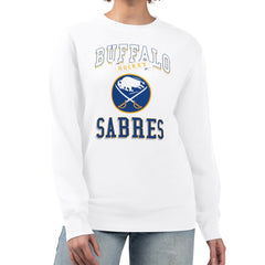 Buffalo Sabres - G-III 4Her by Carl Banks Women's Team Logo Tri-Blend Fleece Pullover Sweatshirt White