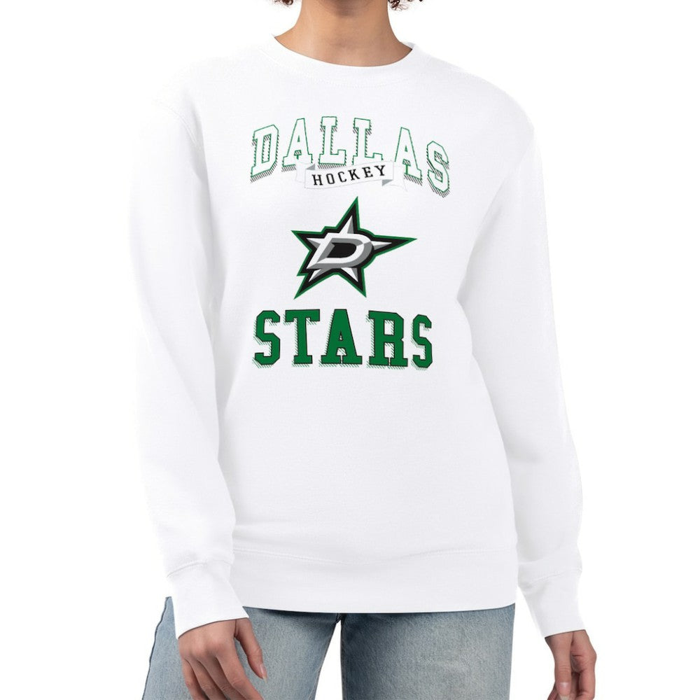 Dallas Stars - G-III 4Her by Carl Banks Women's Team Logo Tri-Blend Fleece Pullover Sweatshirt White