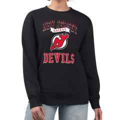 New Jersey Devils - G-III 4Her by Carl Banks Women's Team Logo Tri-Blend Fleece Pullover Sweatshirt Black