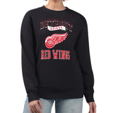 Detroit Red Wings - G-III 4Her by Carl Banks Women's Team Logo Tri-Blend Fleece Pullover Sweatshirt Black