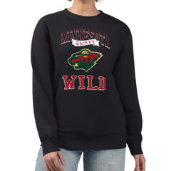 Minnesota Wild - G-III 4Her by Carl Banks Women's Team Logo Tri-Blend Fleece Pullover Sweatshirt Black