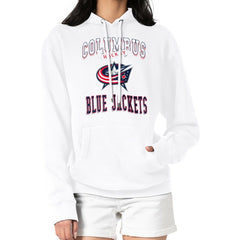Columbus Blue Jackets - G-III 4Her by Carl Banks Women's Team Logo Tri-Blend Fleece Pullover Hoodie White