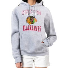 Chicago Blackhawks G-III 4Her by Carl Banks Women's Team Logo Tri-Blend Fleece Pullover Hoodie Heather Gray