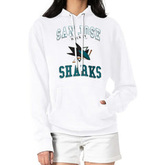 San Jose Sharks - G-III 4Her by Carl Banks Women's Team Logo Tri-Blend Fleece Pullover Hoodie White