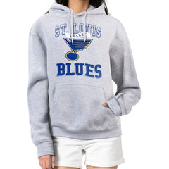 St. Louis Blues - G-III 4Her by Carl Banks Women's Team Logo Tri-Blend Fleece Pullover Hoodie Heather Gray