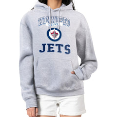 Winnipeg Jets - G-III 4Her by Carl Banks Women's Team Logo Tri-Blend Fleece Pullover Hoodie Heather Gray