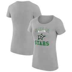 Dallas Stars - G-III 4Her by Carl Banks Women's Super-Slim Fit Lightweight Team Logo Graphic T-Shirt Heather Gray