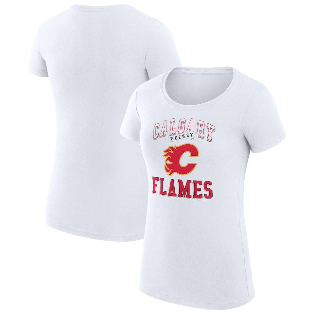 Calgary Flames - G-III 4Her by Carl Banks Women's Super-Slim Fit Lightweight Team Logo Graphic T-Shirt White