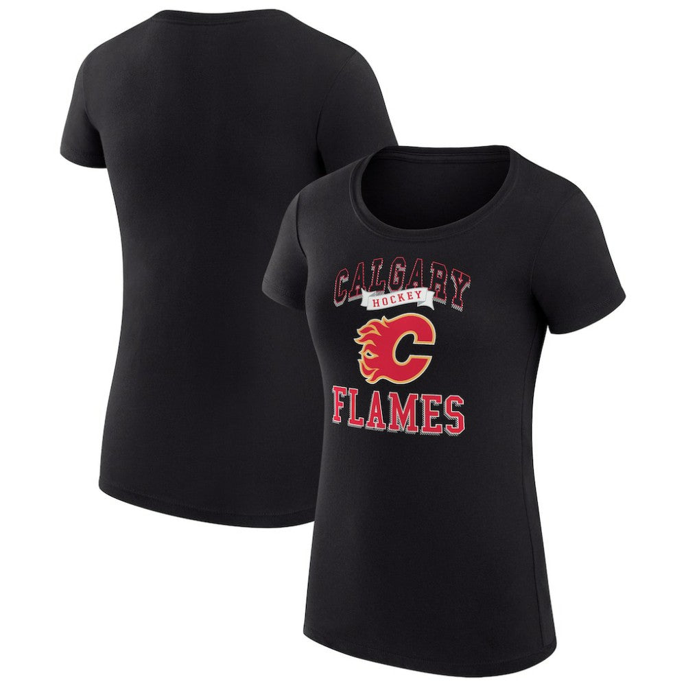 Calgary Flames - G-III 4Her by Carl Banks Women's Super-Slim Fit Lightweight Team Logo Graphic T-Shirt Black