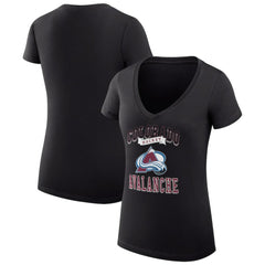 Colorado Avalanche - G-III 4Her by Carl Banks Women's Super-Slim Fit Lightweight Team Logo Graphic V-Neck T-Shirt Black