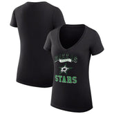 Dallas Stars - G-III 4Her by Carl Banks Women's Super-Slim Fit Lightweight Team Logo Graphic V-Neck T-Shirt Black