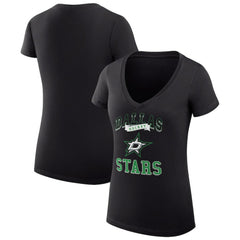 Dallas Stars - G-III 4Her by Carl Banks Women's Super-Slim Fit Lightweight Team Logo Graphic V-Neck T-Shirt Black