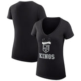 Los Angeles Kings - G-III 4Her by Carl Banks Women's Super-Slim Fit Lightweight Team Logo Graphic V-Neck T-Shirt Black