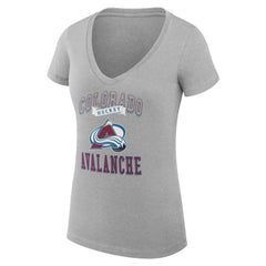 Colorado Avalanche - G-III 4Her by Carl Banks Women's Super-Slim Fit Lightweight Team Logo Graphic V-Neck T-Shirt Heather Gray
