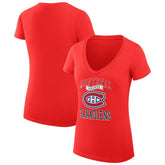 Montreal Canadiens - G-III 4Her by Carl Banks Women's Super-Slim Fit Lightweight Team Logo Graphic V-Neck T-Shirt Red