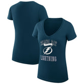 Tampa Bay Lightning - G-III 4Her by Carl Banks Women's Super-Slim Fit Lightweight Team Logo Graphic V-Neck T-Shirt Navy