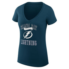 Tampa Bay Lightning - G-III 4Her by Carl Banks Women's Super-Slim Fit Lightweight Team Logo Graphic V-Neck T-Shirt Navy