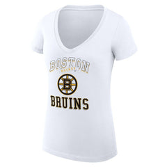 Boston Bruins G-III 4Her by Carl Banks Women's Super-Slim Fit Lightweight Team Logo Graphic V-Neck T-Shirt White