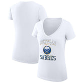 Buffalo Sabres - G-III 4Her by Carl Banks Women's Super-Slim Fit Lightweight Team Logo Graphic V-Neck T-Shirt White